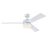 Westinghouse 73147LE Alta Vista 52-Inch Three-Blade Indoor Ceiling Fan, Matte White Finish, Dimmable LED Light Fixture with Color Temperature Selection, Backlit Wall Control Included