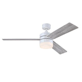 Westinghouse 73147LE Alta Vista 52-Inch Three-Blade Indoor Ceiling Fan, Matte White Finish, Dimmable LED Light Fixture with Color Temperature Selection, Backlit Wall Control Included