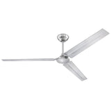 Westinghouse 73160LE Jax Industrial-Style 72-Inch Three-Blade Indoor Ceiling Fan, Brushed Nickel Finish, DC Motor, Remote Control Included