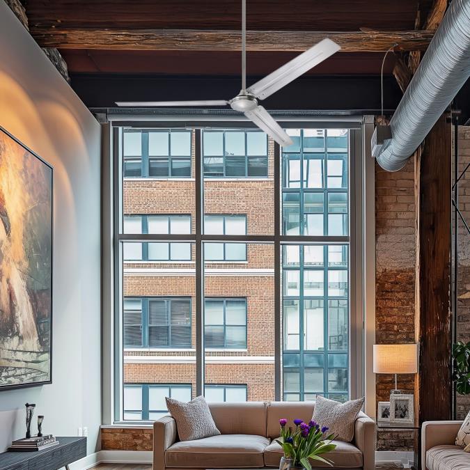 Westinghouse 73160LE Jax Industrial-Style 72-Inch Three-Blade Indoor Ceiling Fan, Brushed Nickel Finish, DC Motor, Remote Control Included