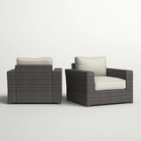 Outdoor Armchairs With Cushions (Set of 2) - Espresso / Gray