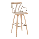 Preston - Fixed-Height Barstool - Whitewashed Wood, Antique Copper Metal
