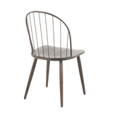 Riley - High Back Armless Chair - Bronze Metal And Dark Walnut Wood (Set of 2)