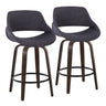 Fabrizzi - 26" Fixed-Height Counter Stool With Swivel And Round Black Metal Footrest (Set of 2) - Walnut Glazed Wood