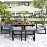 7 Pieces Outdoor Dining Set Patio Dining Table And Chair Set With And Removable Cushions For Patio