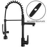 Kitchen Sink Faucet With LED Pull Down Sprayer, Single Handle High Arc Faucet, Dual Spouts, Deck Mount - Matte Black