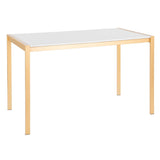 Fuji - Modern / Glam Dining Table - Gold Metal With White Marble Top