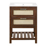 Modern Bathroom Vanity With Integrated Sink, Cabinet With 1 Deep Drawer And 1 Tip-Out Drawer