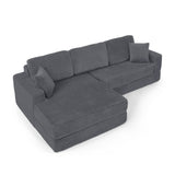 Modern Minimalist L Shape Modular Sectional Sofa, Corduroy Couch