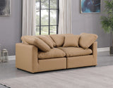 Indulge - Faux Leather 2 Piece Modular Sofa - Tan