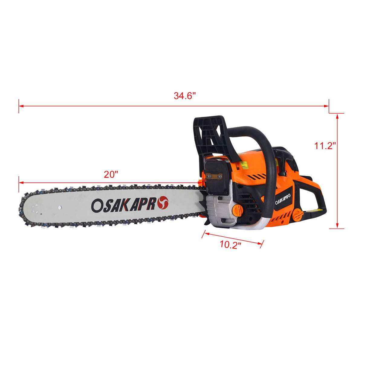 58Cc Gasoline Chainsaw 20" For Tree And Wood Cutting Epa Compliant - Orange