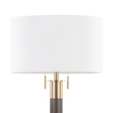 Trophy - Glam Floor Lamp - Gold Metal And White Linen Shade