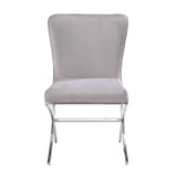 Daire - Side Chair Set of 2) - Light Gray Velvet & Chrome