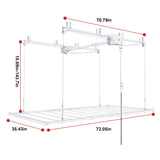 Overhead Garage Storage Rack 3 X 6 Ft For High Ceilings, With Safety Lock - White