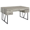 Rustic Industrial Charm Writing Desk With 4 Drawers And Open Shelf
