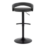 Grotto - Upholstered Adjustable Barstool - Black Metal Base