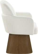 Marlowe - Linen Textured Fabric Upholstered Swivel Dining Arm Chair - Stained Brown