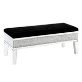 Noralie - 19" Bench With Storage - Mirrored & Faux Diamonds