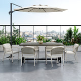 7 Pieces Modern Outdoor Dining Set With Acacia Wood Table And Chairs