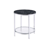 Virlana - End Table - Faux Black Marble Top & Chrome