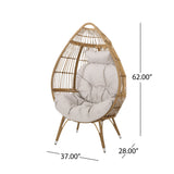 Basket Chair With Teardrop Shape And Water Resistant Cushion - Natural