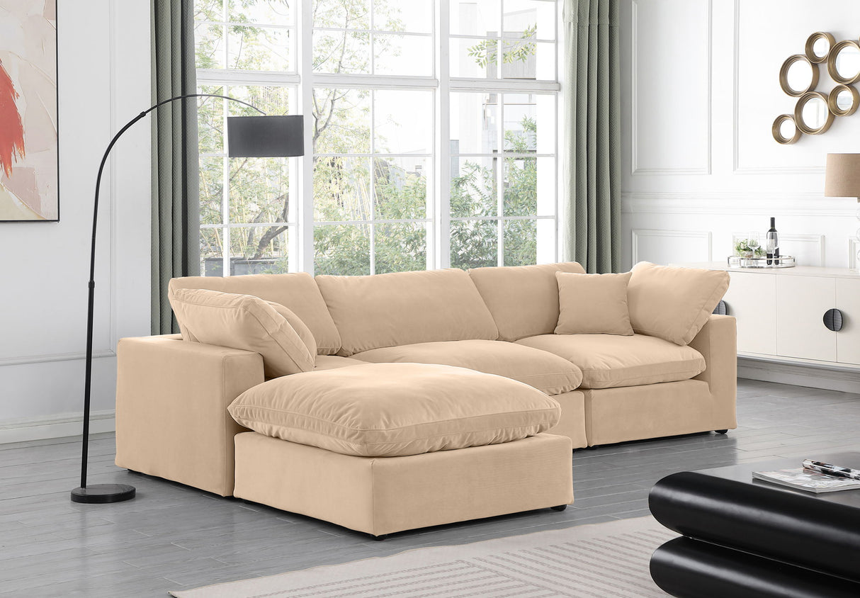 Comfy - 4 Piece Velvet Modular Sectional With Chaise