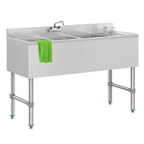 48 in. Three-Compartment Commercial Under-Bar Sink with 3 in. Backsplash, Right Drainboard and Faucet, NSF Certified in Stainless Steel (SBR3B48-R-320)