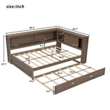 Daybed With Storage Shelves, LED, USB, And Trundle