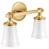 Flara Brushed gold two globe bath light - (YB0362BG)