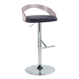 Grotto - Adjustable Barstool (Set of 2) - Black Faux Leather And Light Gray Wood