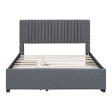 Upholstered Platform Bed With Drawers, Classic Headboard Design