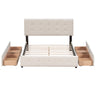 Upholstered Platform Bed With Classic Headboard And Drawers, No Box Spring Needed