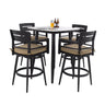 5 Pieces Outdoor Patio Bar Set, Rounded Square Sintered Stone Table & 4 Swivel Bar Chairs