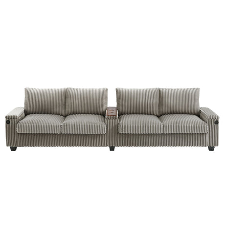 Modern 4 Seater Corduroy Sofa Couch With USB Ports And Hidden Storage