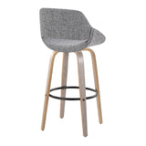 Fabrizzi - 30" Fixed-Height Barstool With Swivel And Round Black Metal Footrest (Set of 2) - Light Gray Wood