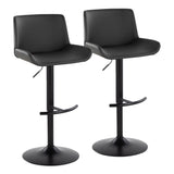 Santi - Upholstered Adjustable Barstool With Swivel And Rounded T Footrest (Set of 2) - Black Metal
