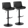Santi - Upholstered Adjustable Barstool With Swivel And Rounded T Footrest (Set of 2) - Black Metal