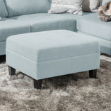 Classic Ottoman With Birch Wood Legs And Fabric Upholstery