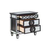 Varian II - Nightstand - Mirrored, Black & Sliver