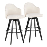 Ahoy - Upholstered Fixed-Height Barstool (Set of 2) - Black Base, Black Footrest