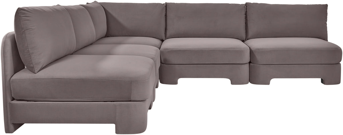 Hammond - Velvet Performance Fabric Upholstered 5 Piece Armless Sectional