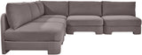 Hammond - Velvet Performance Fabric Upholstered 5 Piece Armless Sectional