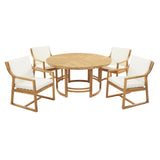 5 Piece Outdoor Dining Set, Patio Table And Chairs With Umbrella Hole
