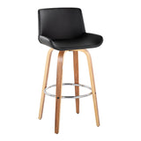 Santi - 30" Fixed-Height Barstool With Swivel And Round Chrome Metal Footrest (Set of 2) - Zebra Wood