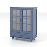 Minimalist Buffet Cabinet With Double Glass Doors And Drawer
