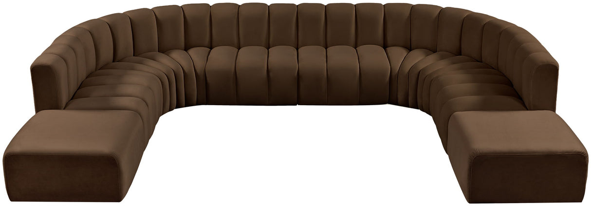 Arc - Velvet 10 Piece Modular Sofa - Brown