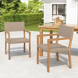 Outdoor Dining Chairs For Patios, Gardens (Set of 2) - Light Brown Multi / Light Teak