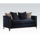 Phaedra - Loveseat With 4 Pillows - Blue Fabric