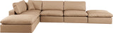 Comfy - 6 Piece Faux Leather Modular Sectional - Tan