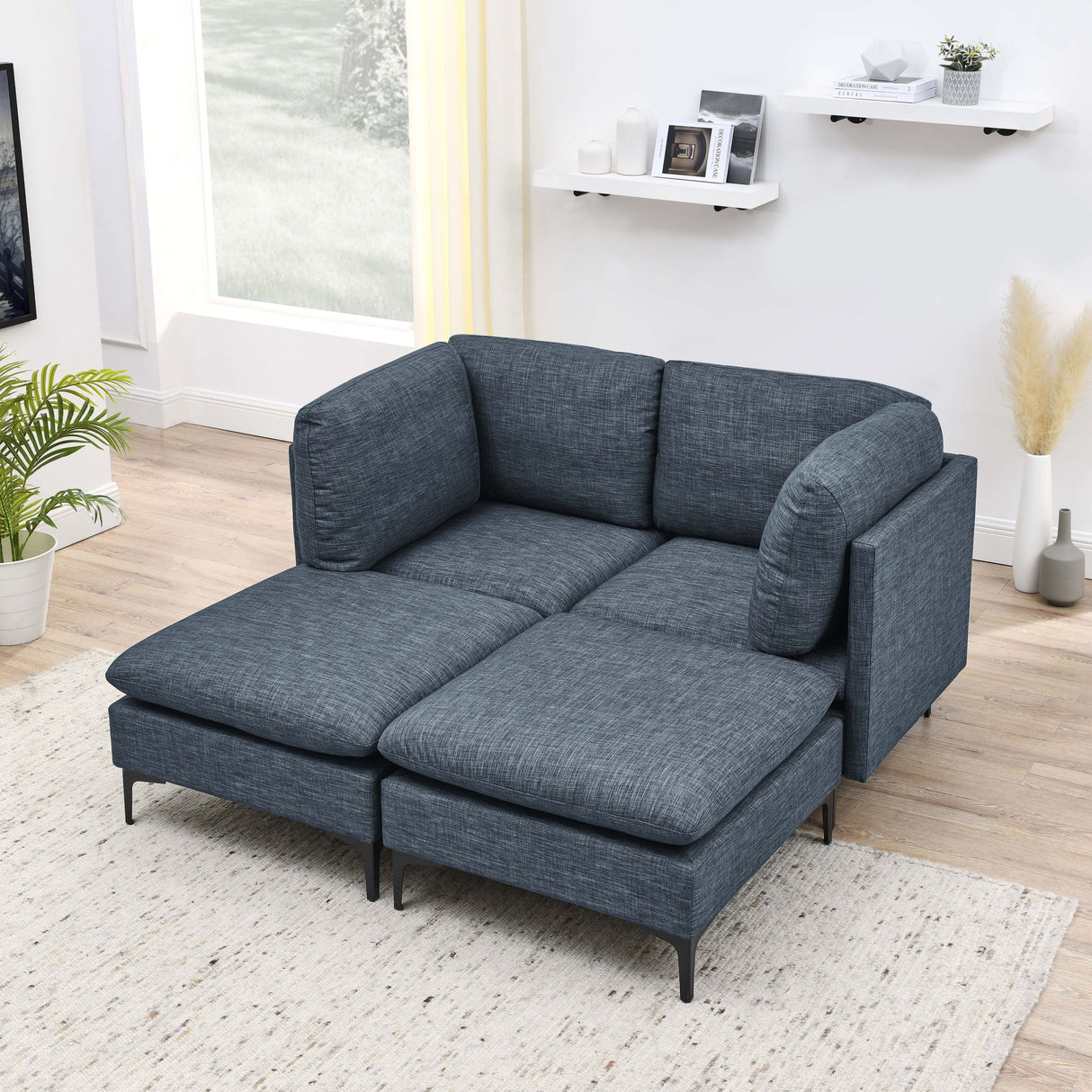 Upholstered Modular Sectional & Tall Legs